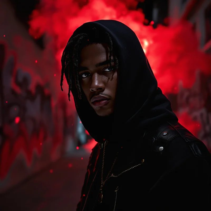 Juice WRLD red aura streetwear PFP.
