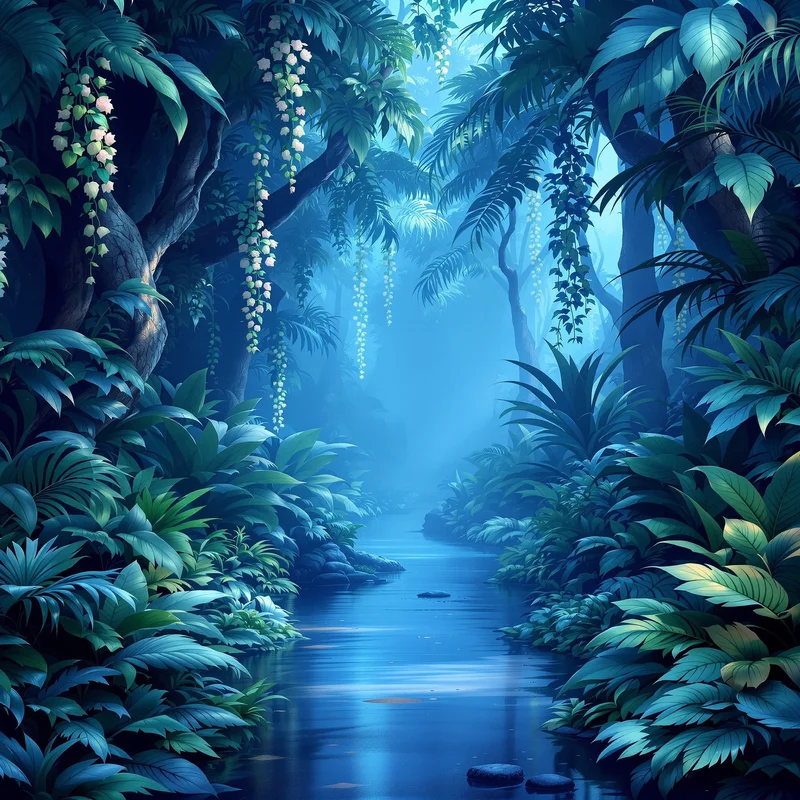 Dreamy blue jungle background