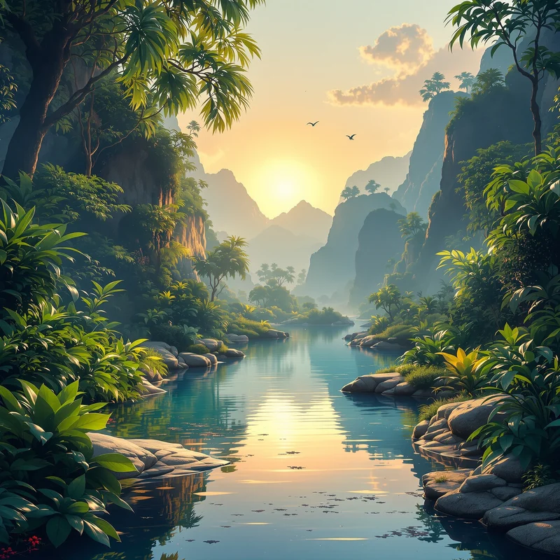 Eternal distant jungle background