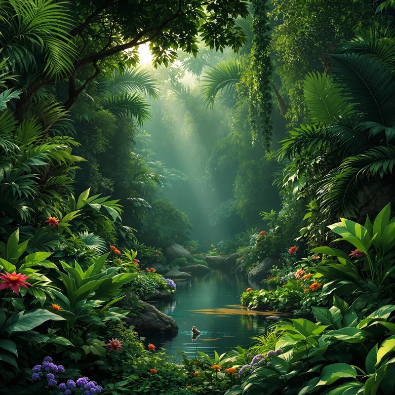 Eternal distant jungle background
