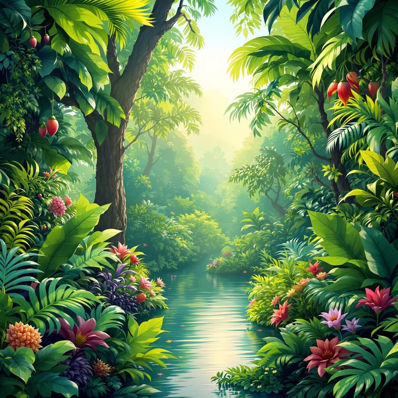 Fresh distant jungle background
