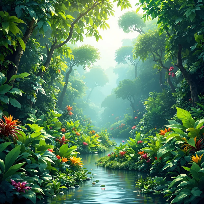 Fresh distant jungle background