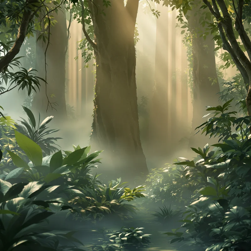 Gentle misty jungle background