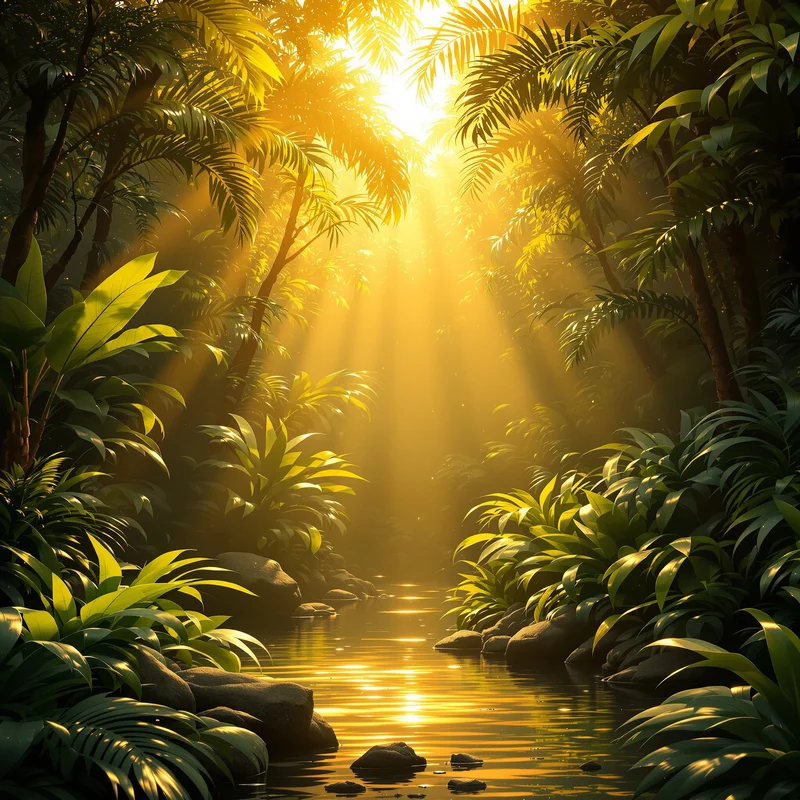 Golden sunlight jungle background