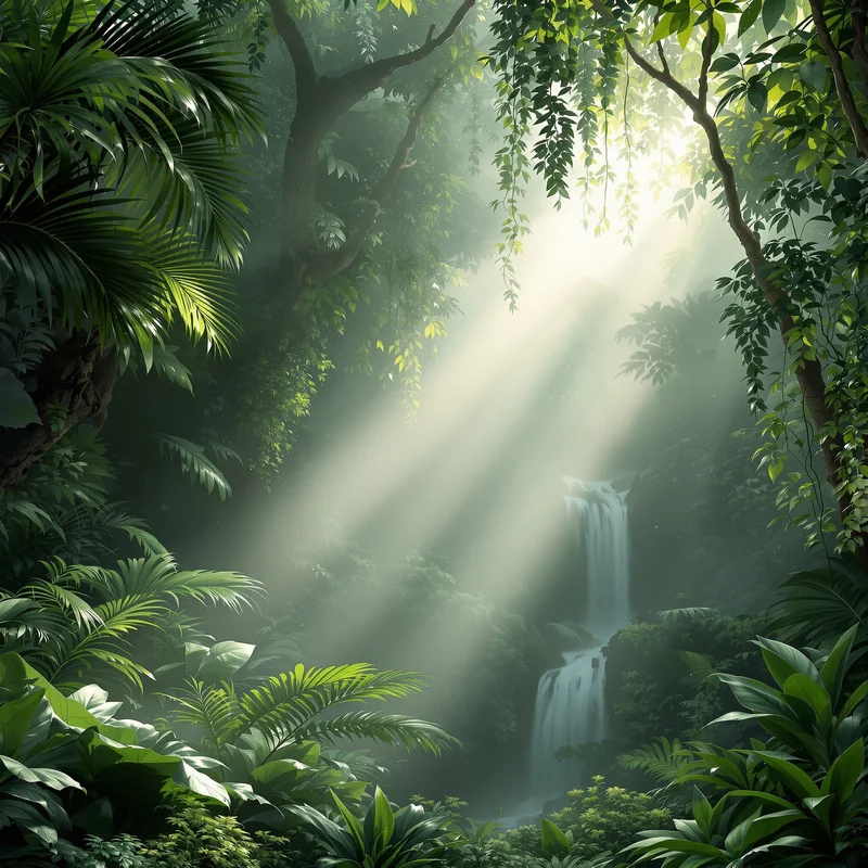 Luxury misty jungle background