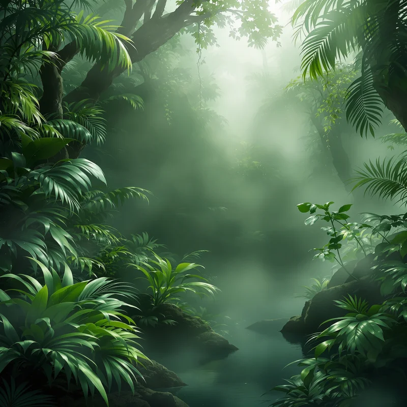 Luxury misty jungle background