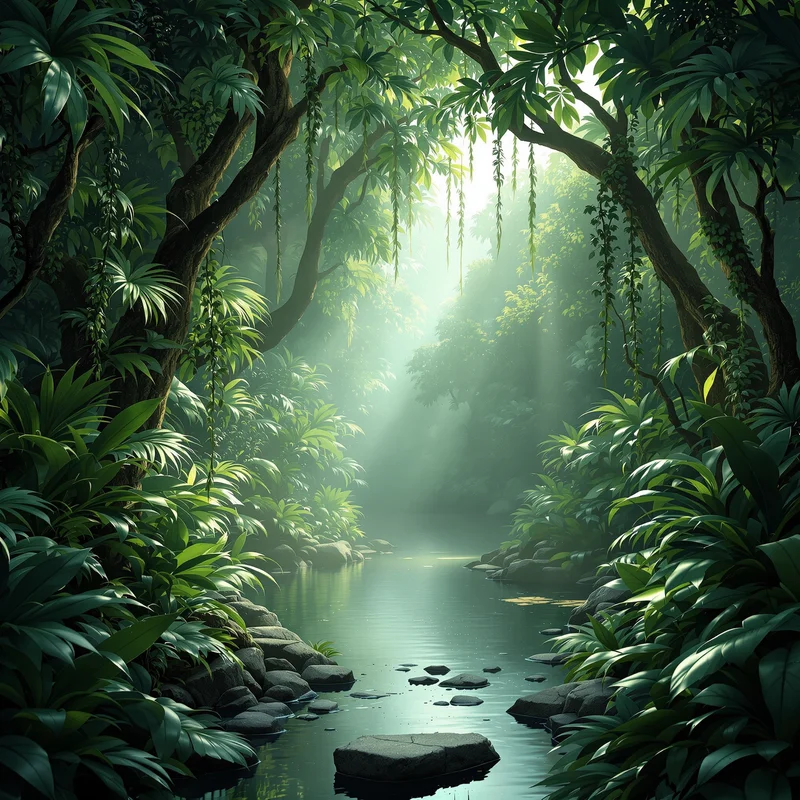 Mystic layered jungle background