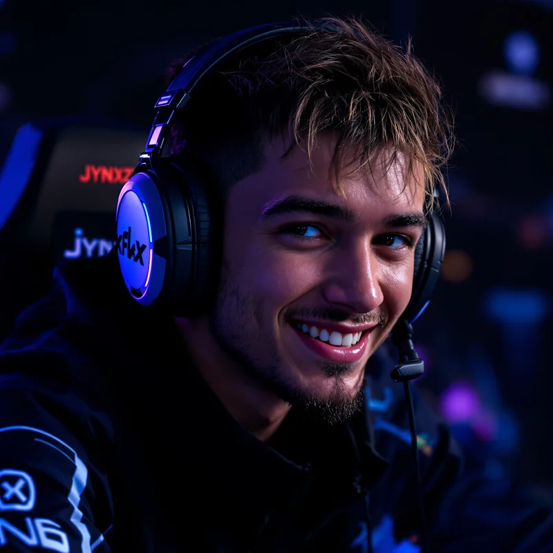 jynxzi inspired avatar with confident smirk and twitch overlay frame