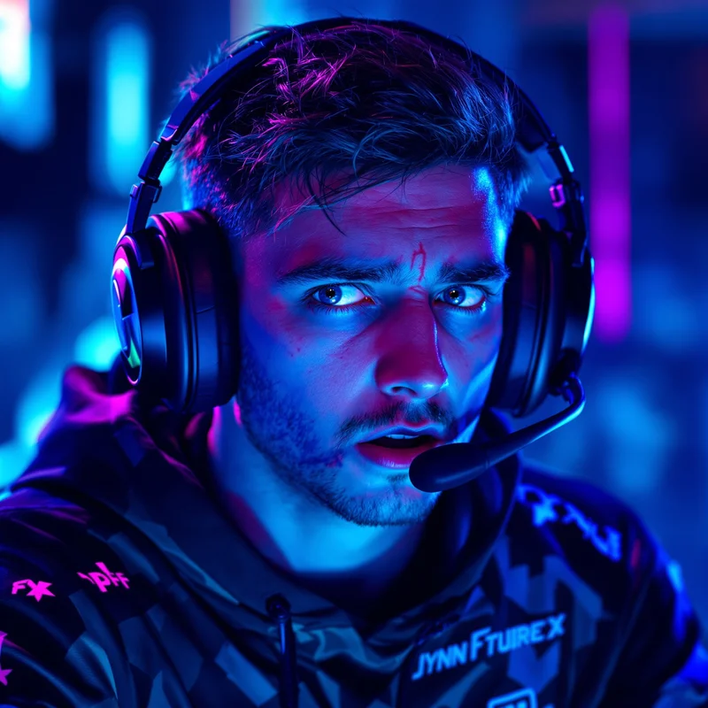 gaming PFP portrait with three-quarter view and rage face