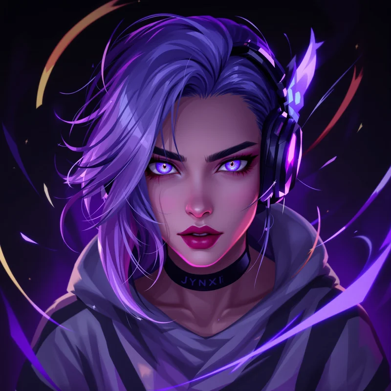 gaming PFP portrait with tight face crop and focused stare