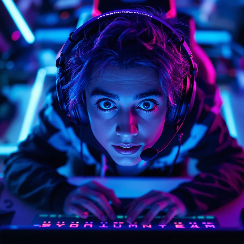 streamer style PFP with discord chaos and neon blue