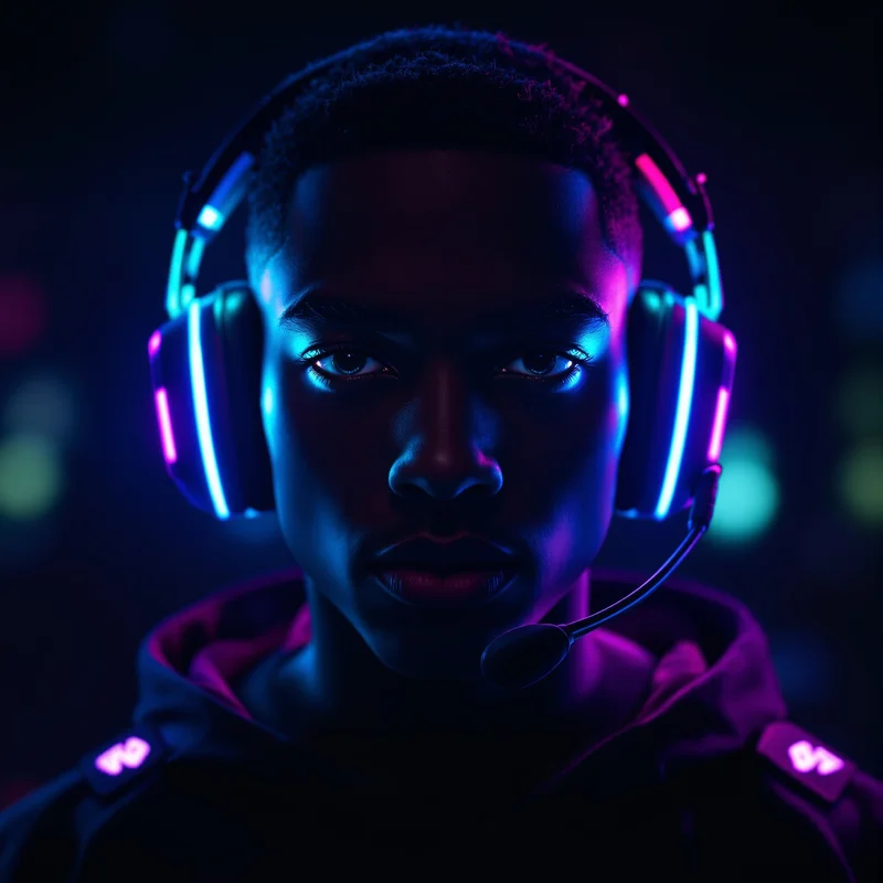 glowing headset jynxzi pfp with rgb aura