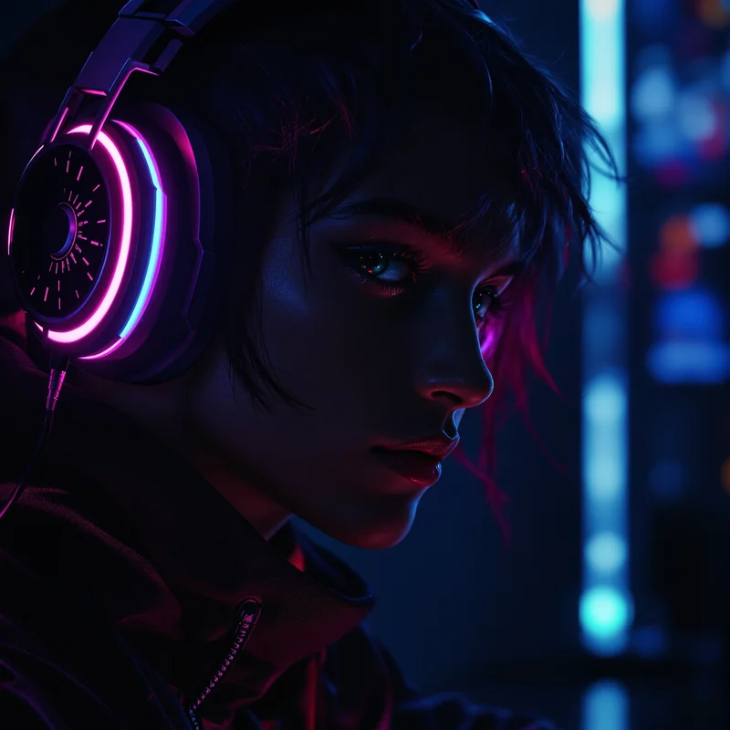 headset shadow jynxzi pfp with glowing gamer aura