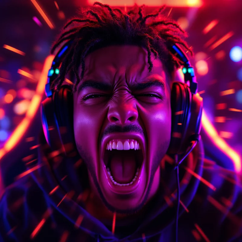 rage jynxzi pfp with chaotic screaming gamer expression