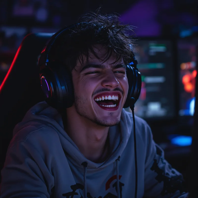 streamer style PFP with gaming neon and dark contrast palette