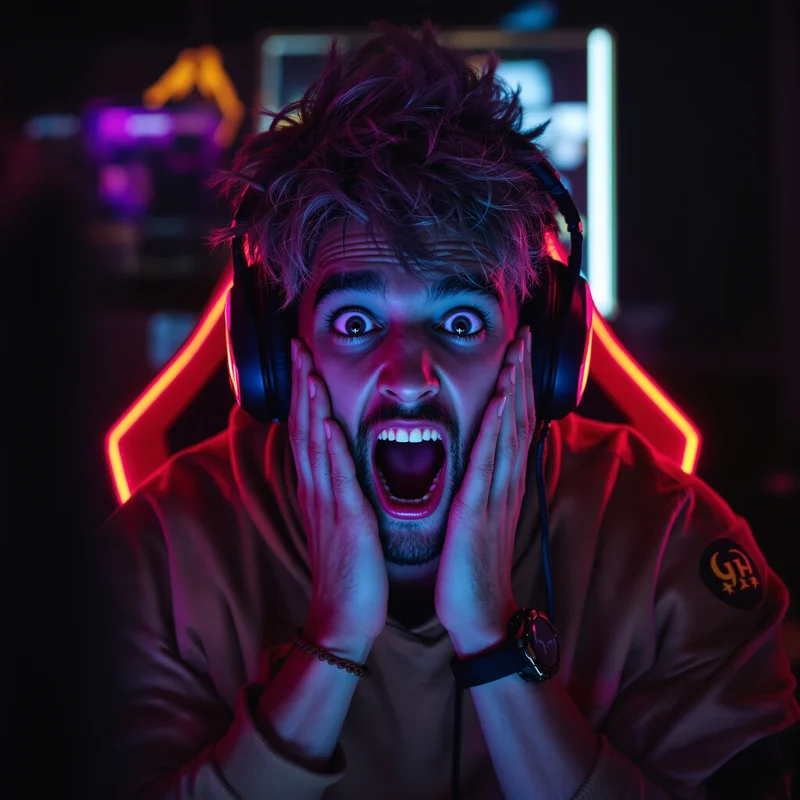 streamer style PFP with rage clip energy and RGB mix