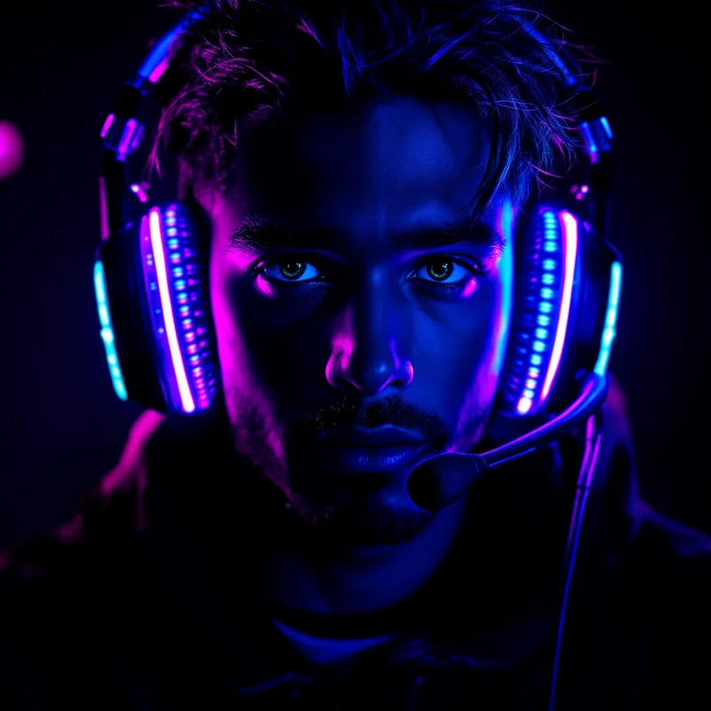 rgb gamer jynxzi pfp with neon streamer lighting