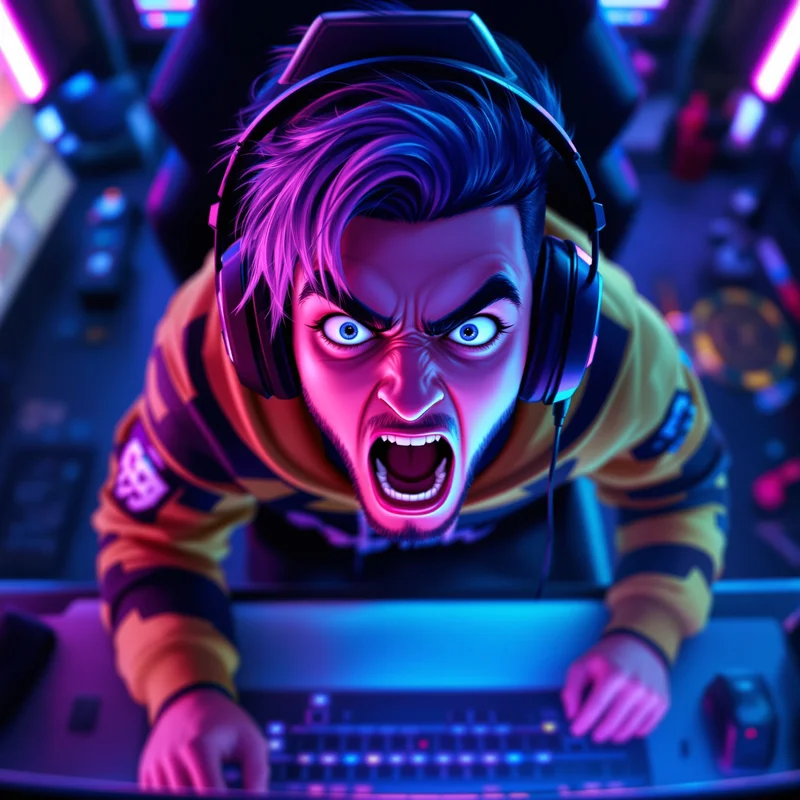 jynxzi style gaming PFP avatar with mid-yell expression