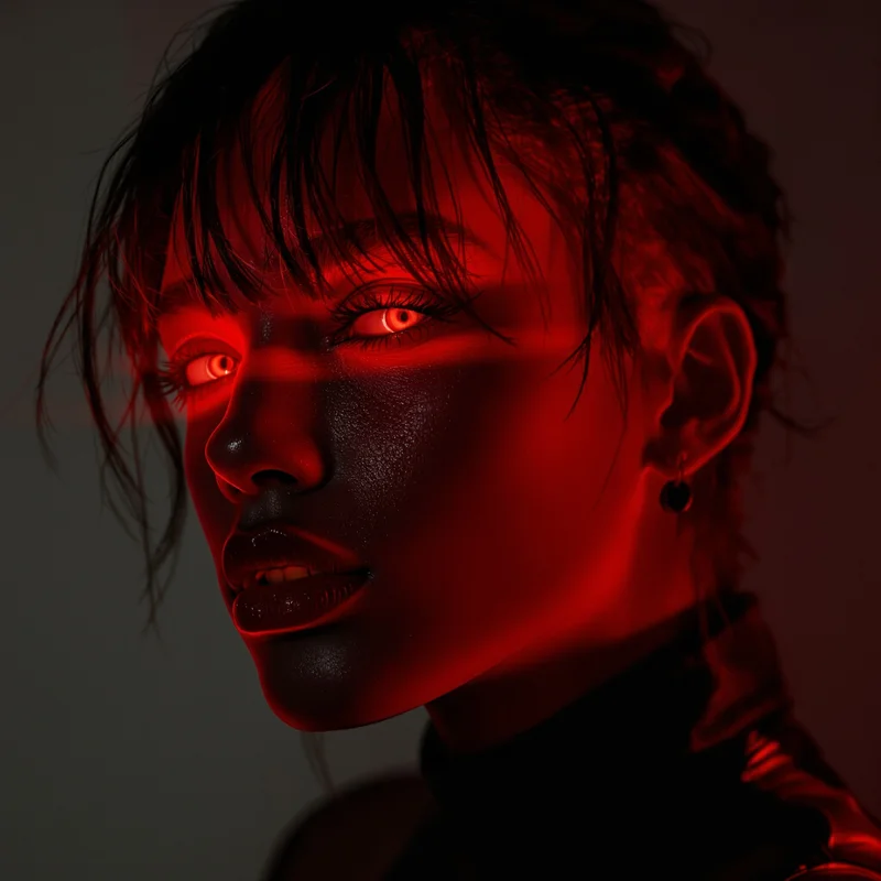 ken carson style avatar with three-quarter portrait and shadow-heavy monochrome