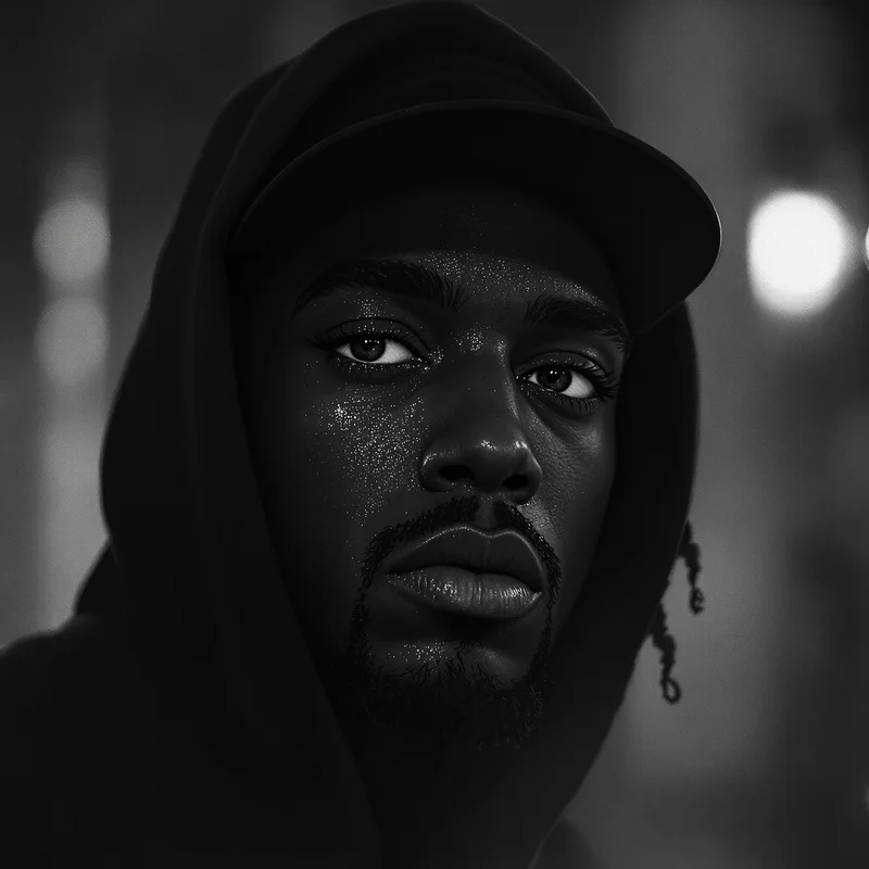 dark editorial ken carson pfp with cinematic monochrome mood