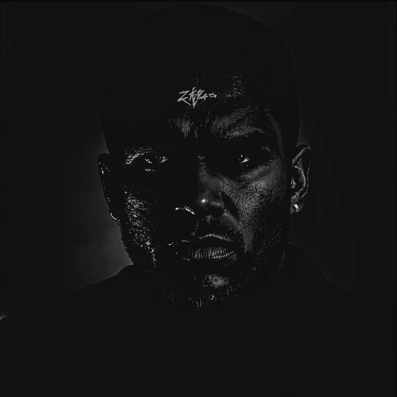 ken carson PFP avatar with subtle smirk and shadow-heavy monochrome