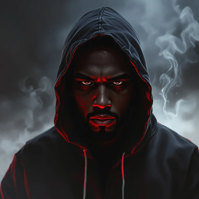 dark hoodie ken carson pfp with shadow hoodie aura