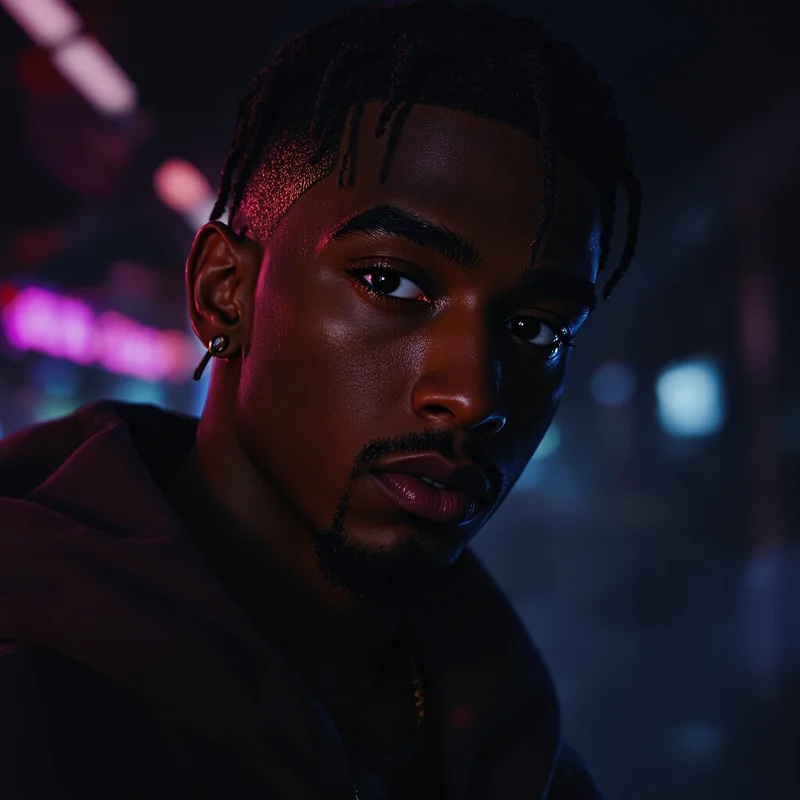 dark lonely rapper ken carson pfp with cinematic sadness