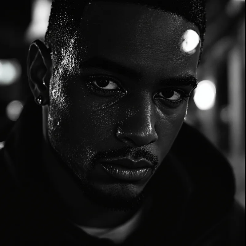 ken carson avatar portrait using dark contrast lighting and minimal rage energy