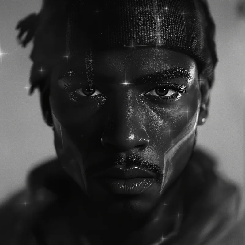 monochrome ken carson pfp with cinematic black white contrast