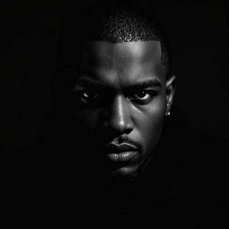 ken carson PFP avatar with confident expression and shadow-heavy monochrome