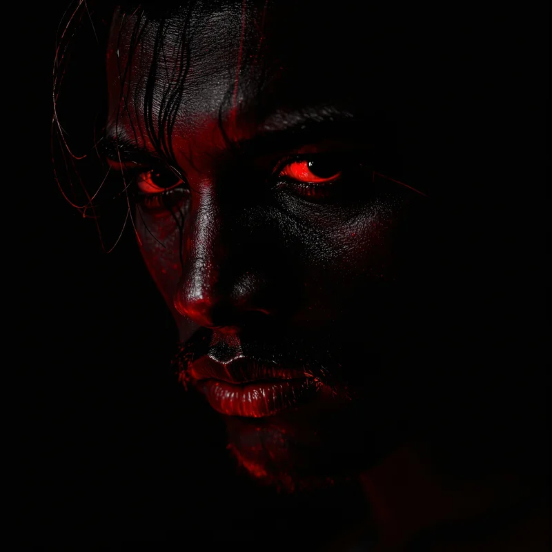 ken carson style avatar with three-quarter portrait and black and deep red