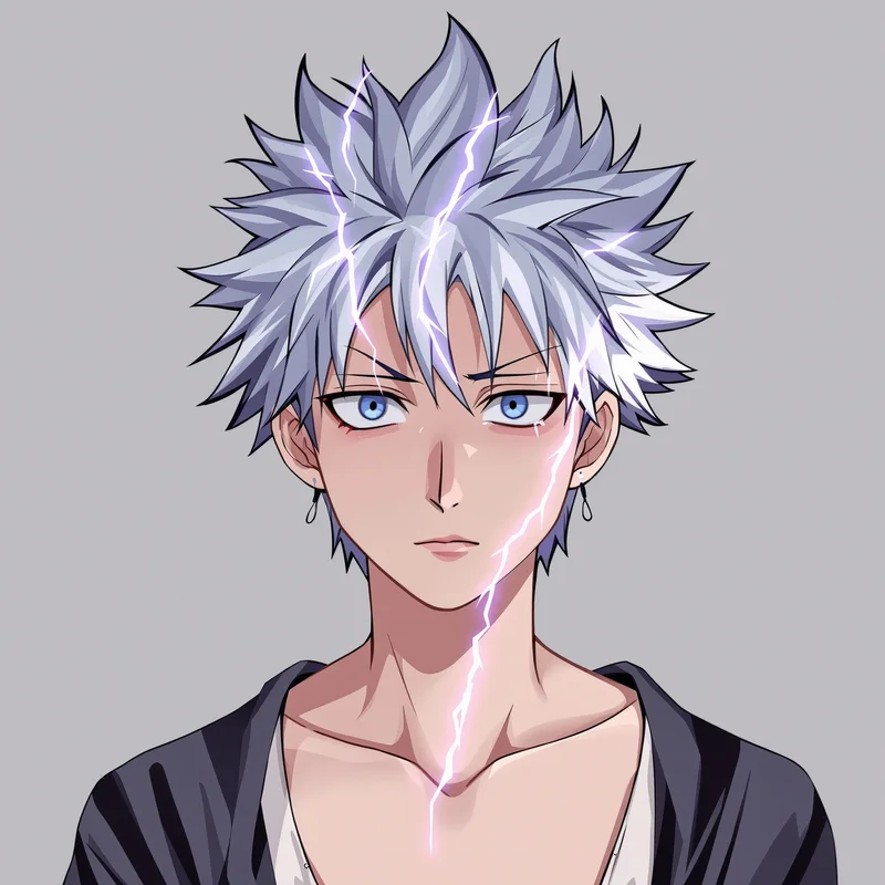 Killua profile picture with blue lighting for social media avatar