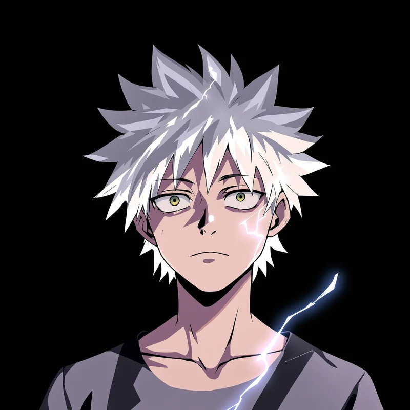 Killua portrait icon with blue lighting for avatar display