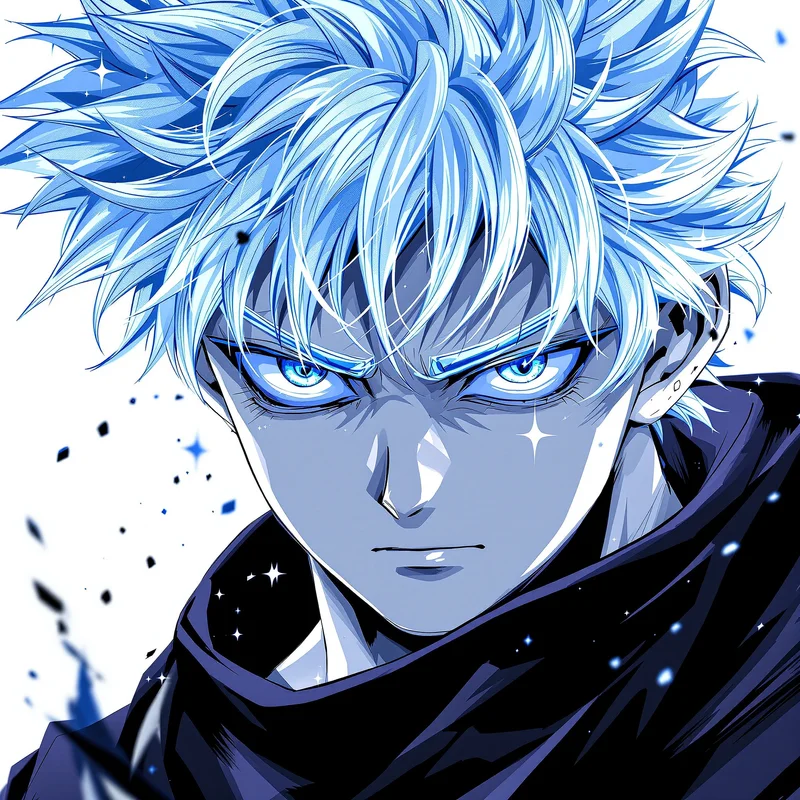 Killua Zoldyck PFP with blue lighting for avatar display
