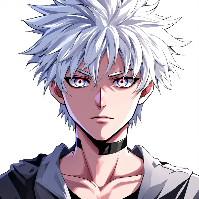 Killua Zoldyck PFP with white hair for social media avatar