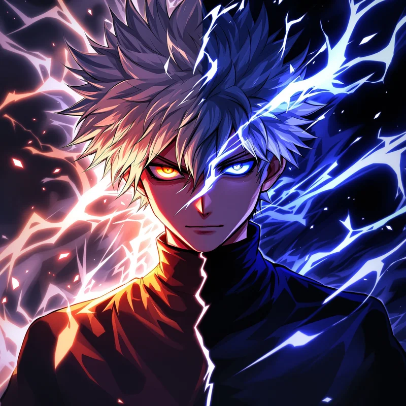 Killua dual aura PFP with split anime contrast