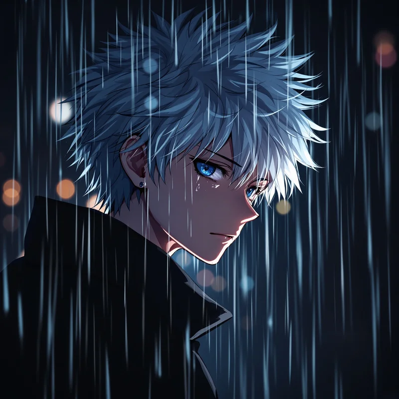 Killua emotional PFP with tears and loneliness
