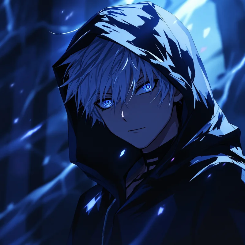 Killua hoodie PFP with dark anime atmosphere