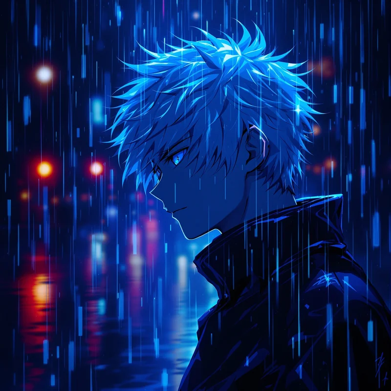 Rainy Killua PFP with emotional anime atmosphere