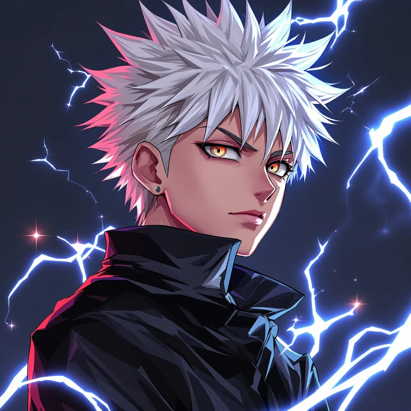 Killua anime PFP with blue lighting for avatar display