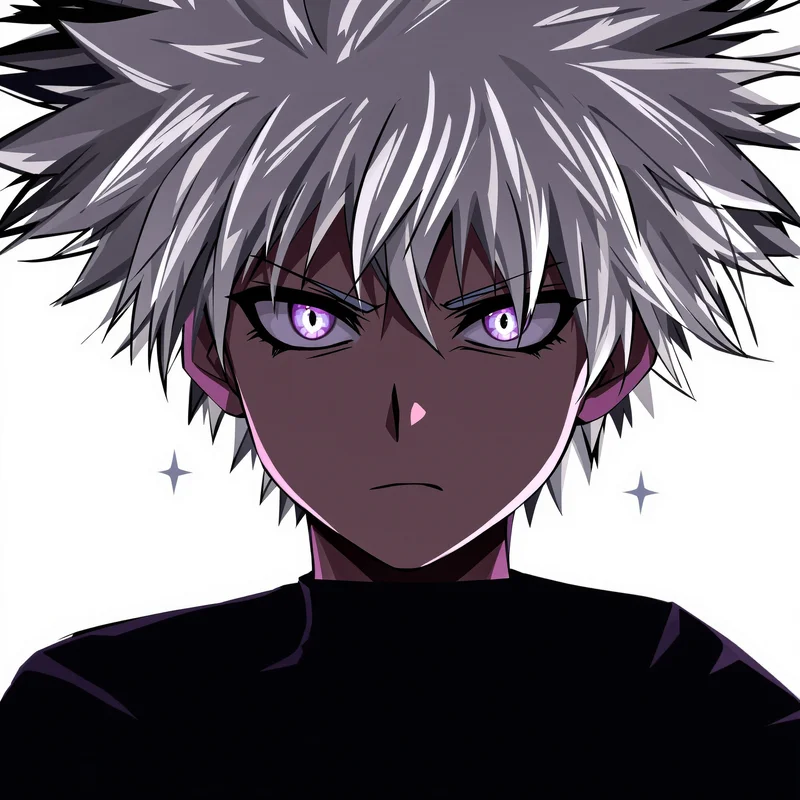Killua portrait icon with electric aura for anime identity