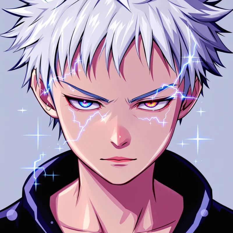 Killua anime PFP with electric aura for social media avatar