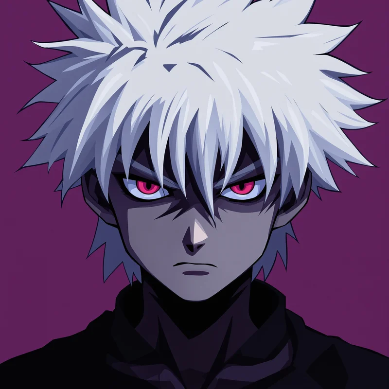 Killua portrait icon with white hair for social media avatar
