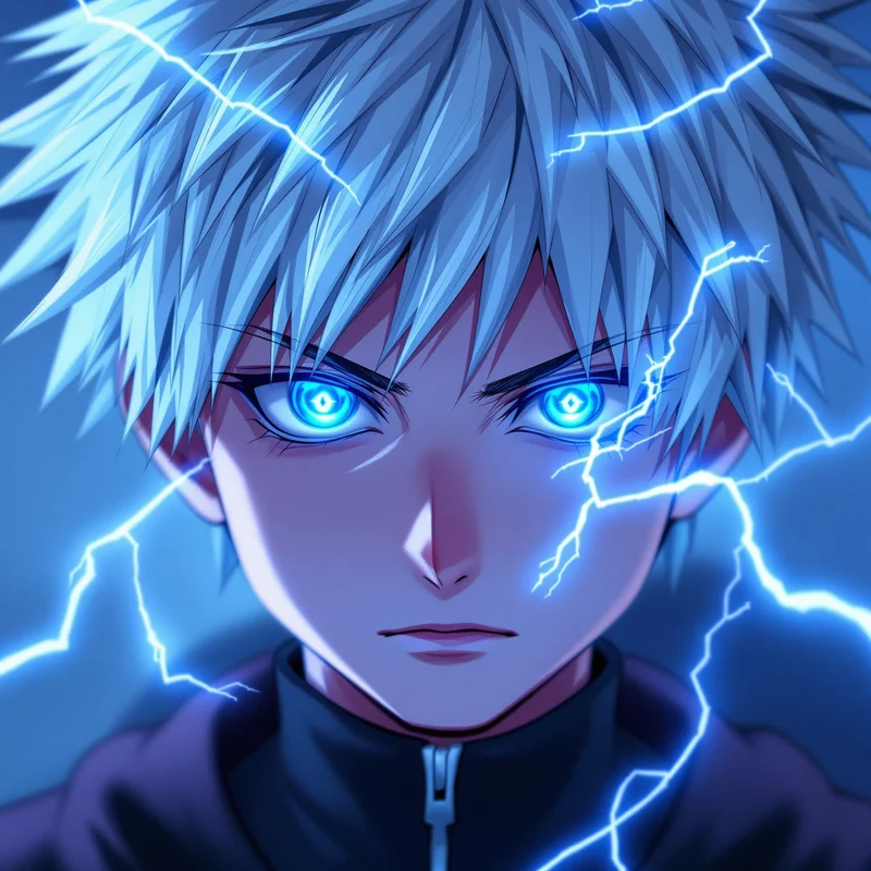 Killua portrait icon with electric aura for avatar display