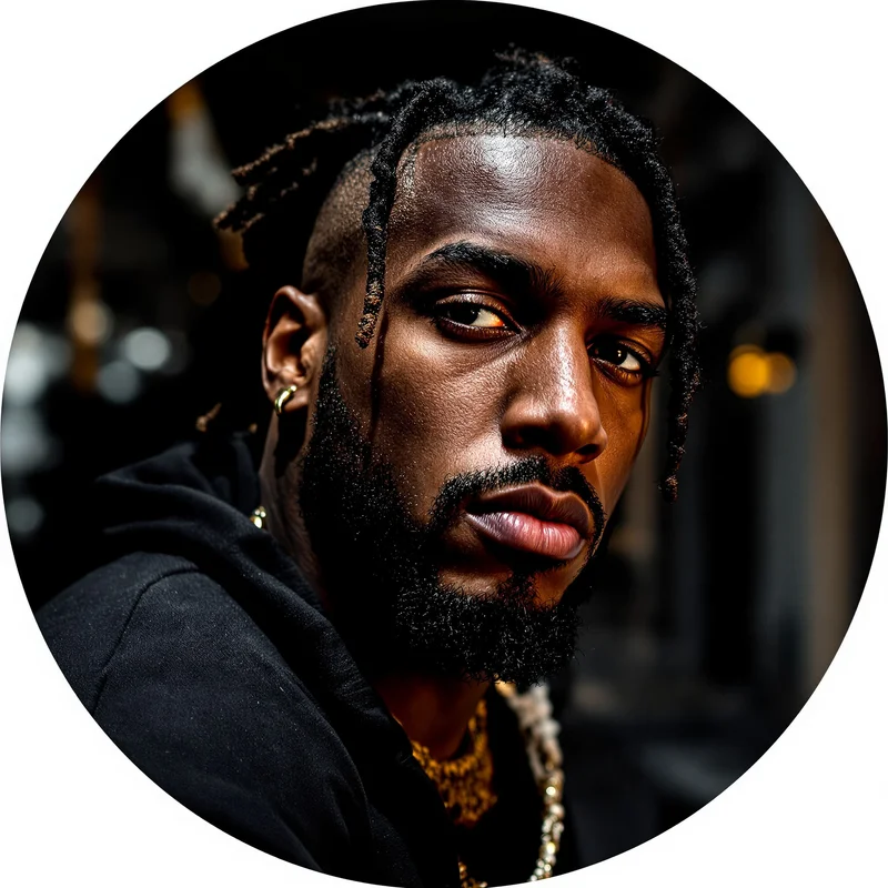 King Von avatar profile image with focused expression