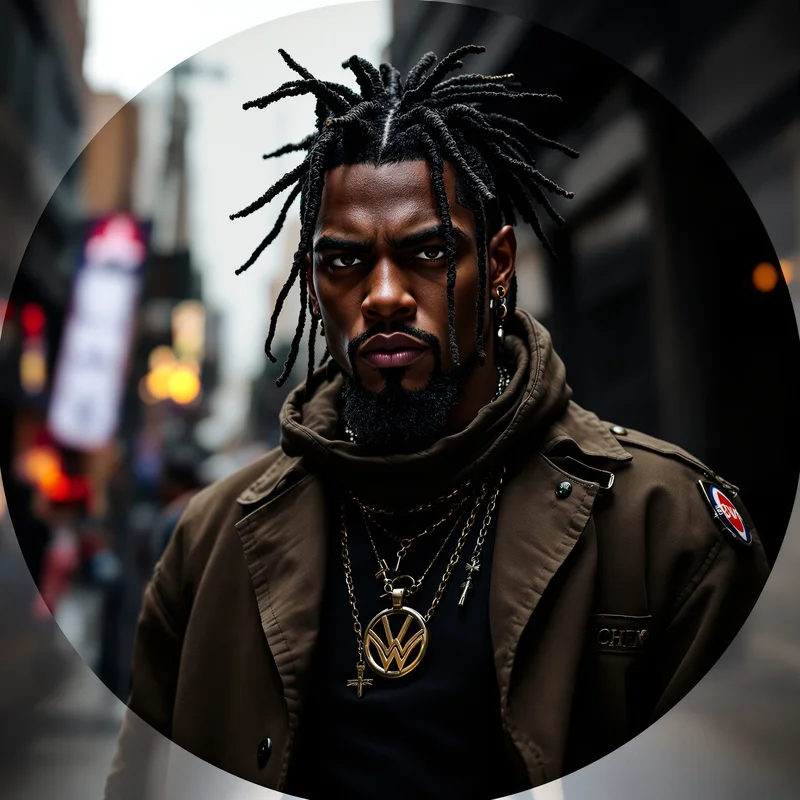 King Von avatar profile image with focused expression