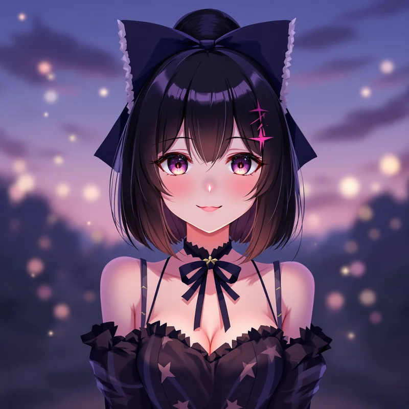 twilight bow kuromi pfp with twilight bow light for cute profile picture