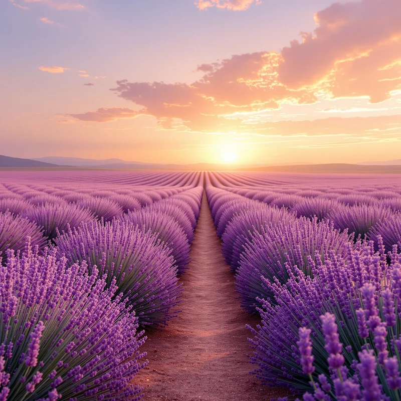 Golden hour lavender background