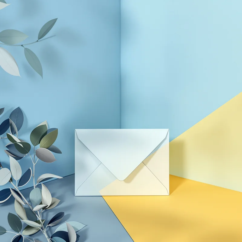 Air Mail Envelope Light Blue Background