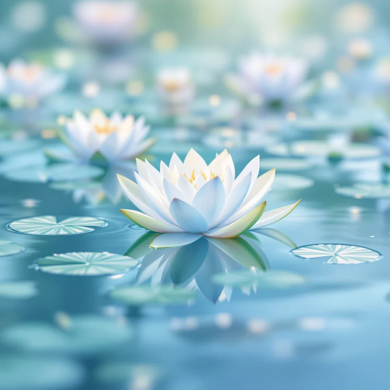 Lily Pond Veil Light Blue Background